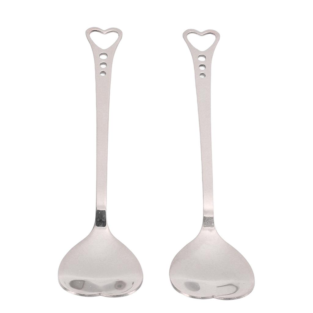 2 ks Dezertní lžíce Nerezová ocel Design ve tvaru srdce Odolné Antikorozní Ergonomická rukojeť