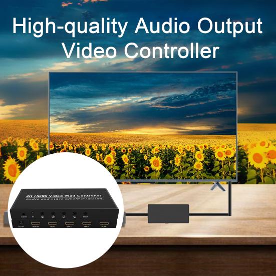 

HDMI-совместимый контроллер видеостены 4K 30 Гц с пультом дистанционного управления Процессор видеостены 2X2 Поддержка поворота на 180 градусов Аксессуары для домашнего аудио и видео