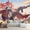 1pc AnimeInspired Tapestry Wall Hanging  Vibrant Graphic Art of RedHaired Girl with Gun Polyester Horizontal Orientation