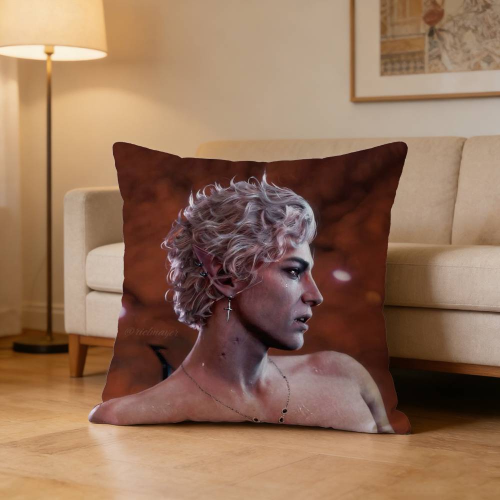 B-Baldurs A-Astarion Gate Pillow Case Pattern Printed Pillowcase For Living Room Sofa Cushion Cover