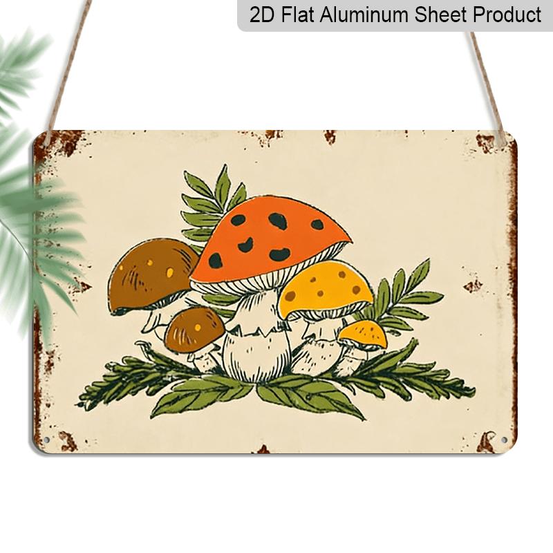 2D Flat - 1pc Merry Mushrooms Aluminum Sign - Vintage Retro Wall Art, 7.87*11.8 Inch Durable Metal Decor for Kitchen, Office, Outdoor Mothers Day