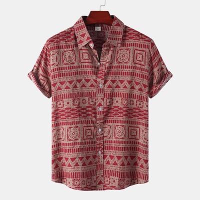 Summer New Ethnic Style Men's Floral Short Sleeve Casual Versatile Fashion Shirt