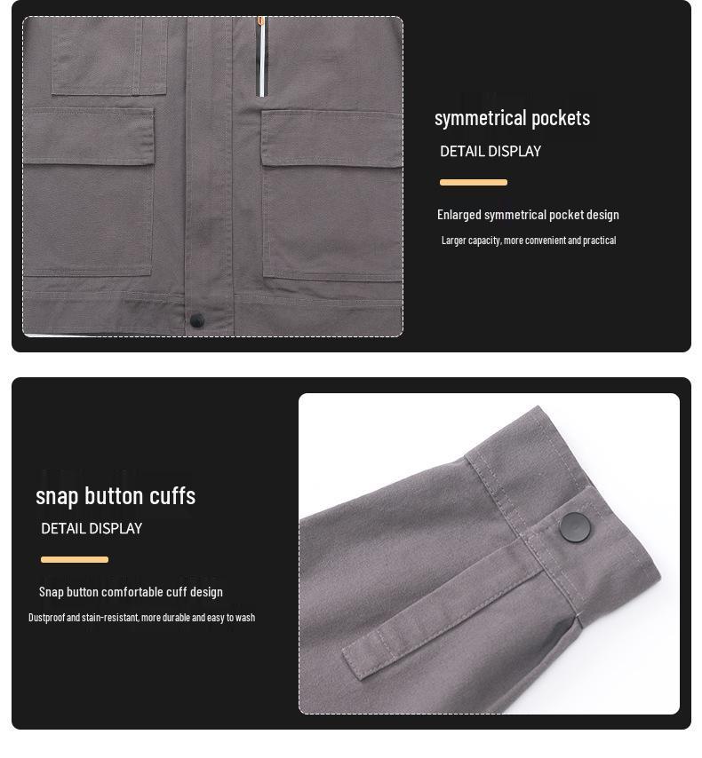 Men's Spring & Autumn Workwear Set, Construction & Welding Safe, Dirt-Resistant, Pure Cotton for Outdoor, Auto Repair & Labor Protection.