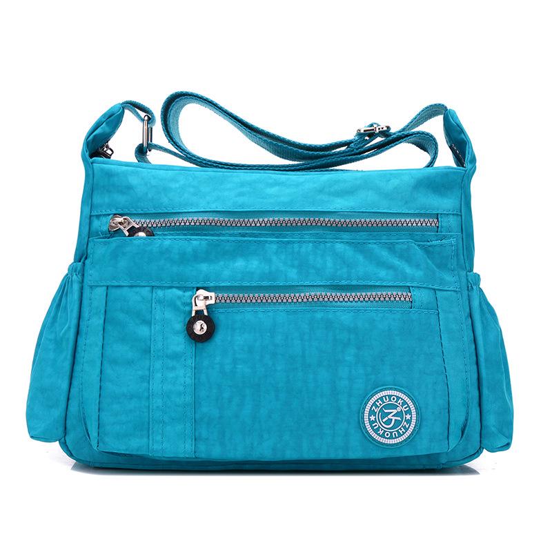 Women Solid Color Water Repellent Nylon Travel Shoulder Bag Crossbody Bags