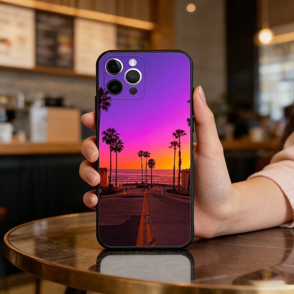 Kalifornien Reise Los Angeles Handyhülle Für iPhone 17,16,15,14,13,12,11 Plus,Pro Max,Weiches Silikon Schwarze Hülle