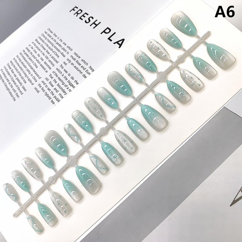 30Pcs Short Square False Nails Cat Paw Petal Design Wearable Fake Nails Simple Artificial Press On Nails Tips Art Decoration