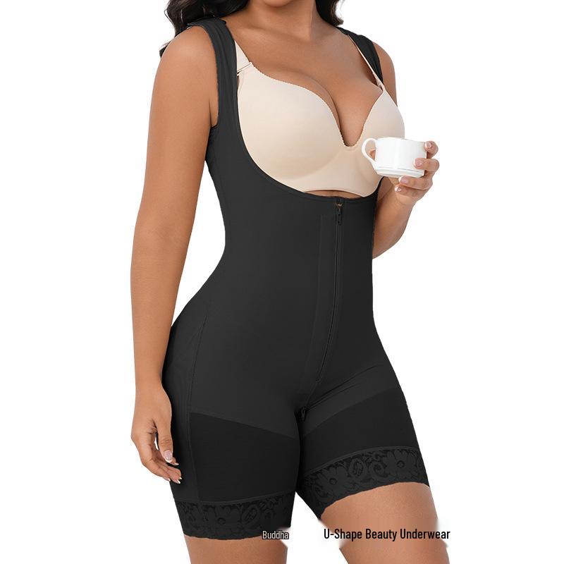 Plus Size Tummy Control Push-Up One-Piece Bodysuit with Waist Cincher & Hip Lift