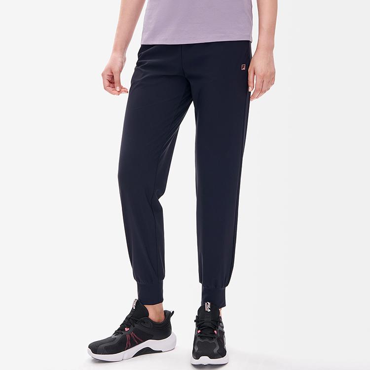 FILA Athletics Solid Logo Casual Tapered Knit Sports Pants Women bottoms Dark-Blue A11W231624F-NV
