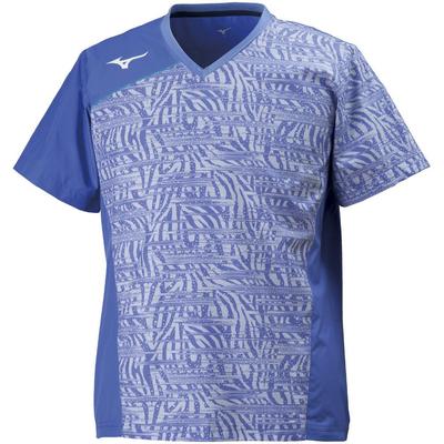 Mizuno Volleyball Breaker Short Slim Baja Size Worn by the All Japan Team Shirt, Sleeve, Fit, Unisex, V2ME8002, Blue, S, Women's