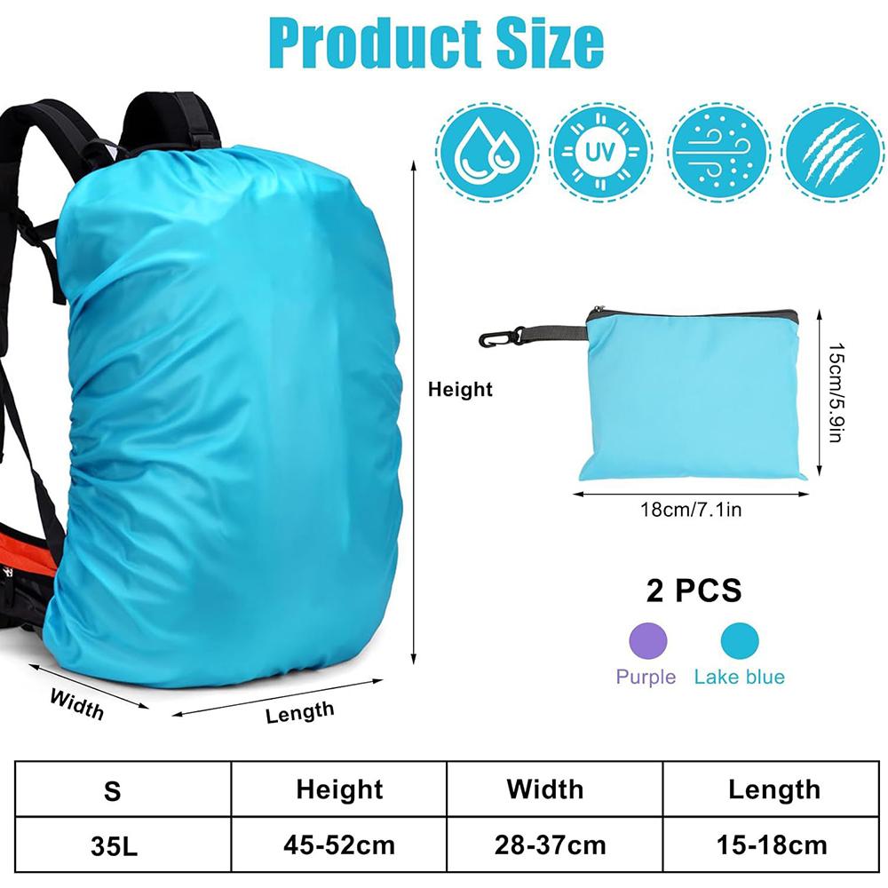 

New 2Pcs Waterproof Backpack Rain Cover For Hiking, Camping, Traveling