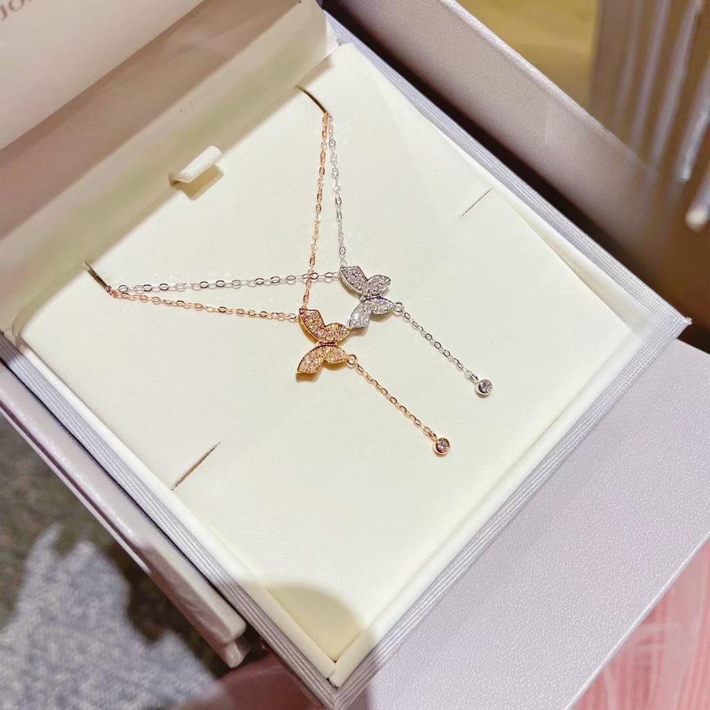 Retro Natural Butterfly Pearl Elements Ins Light Luxury Exquisite Necklace Clavicle Chain