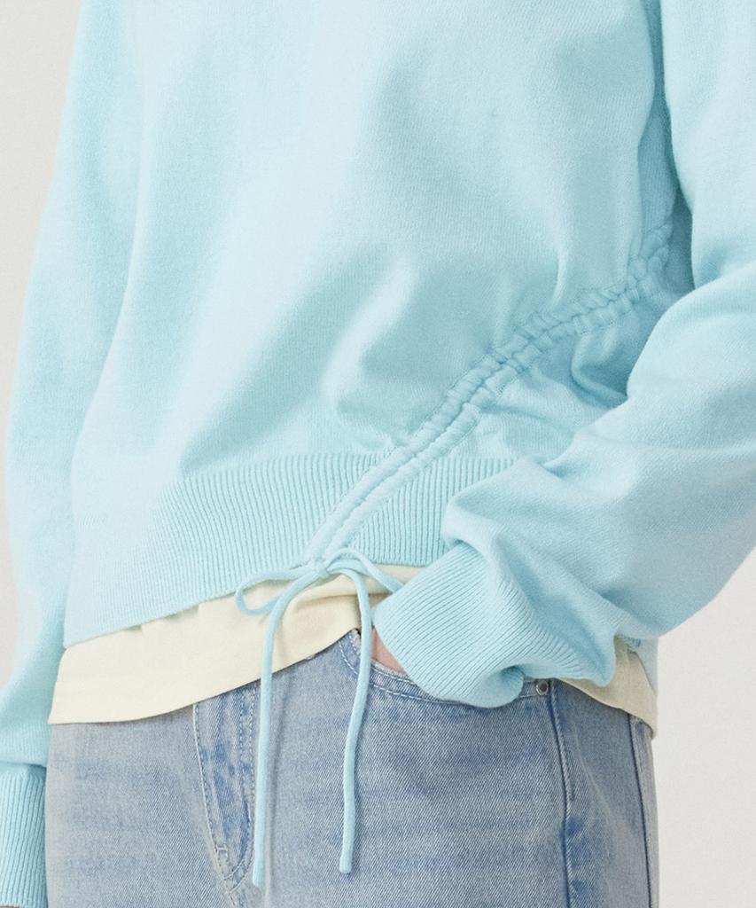 COVERNAT WOMAN Shirred V-Neck Knit Sky Blue