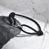 Black Milan Rope Bracelet for Men,Stainless Steel Double Ring Adjustable Bracelet,Trendy Jewelry Gift
