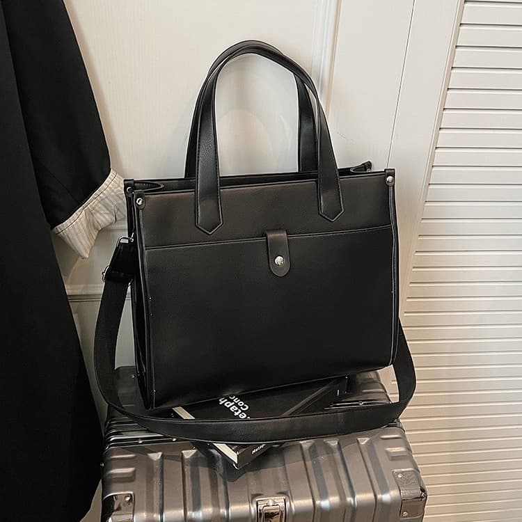 Vintage Large-capacity Leather Tote Bag Women s Handbag чёрный