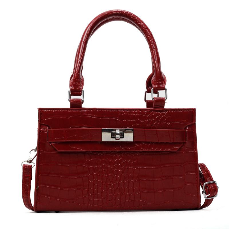Crocodile pattern retro solid color 2025 fashion casual large capacity aesthetic new texture portable messenger small square bag