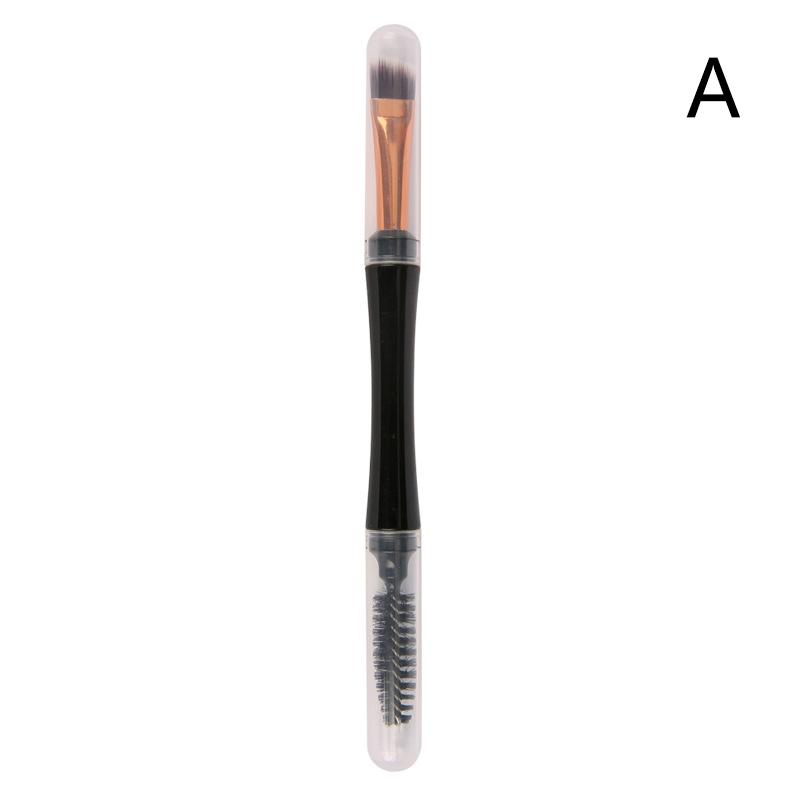 Mini Dual Ended Makeup Brush Angle Eyebrow Eyeshadow Eyeliner Brush With Dust-proof Cover Contouring Eyes Cosmetic