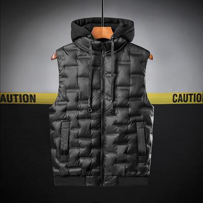 Korean Style Men's Winter Vest Cotton Vest Men's Casual Vest Sleeveless Jacket Men's Hooded Vest