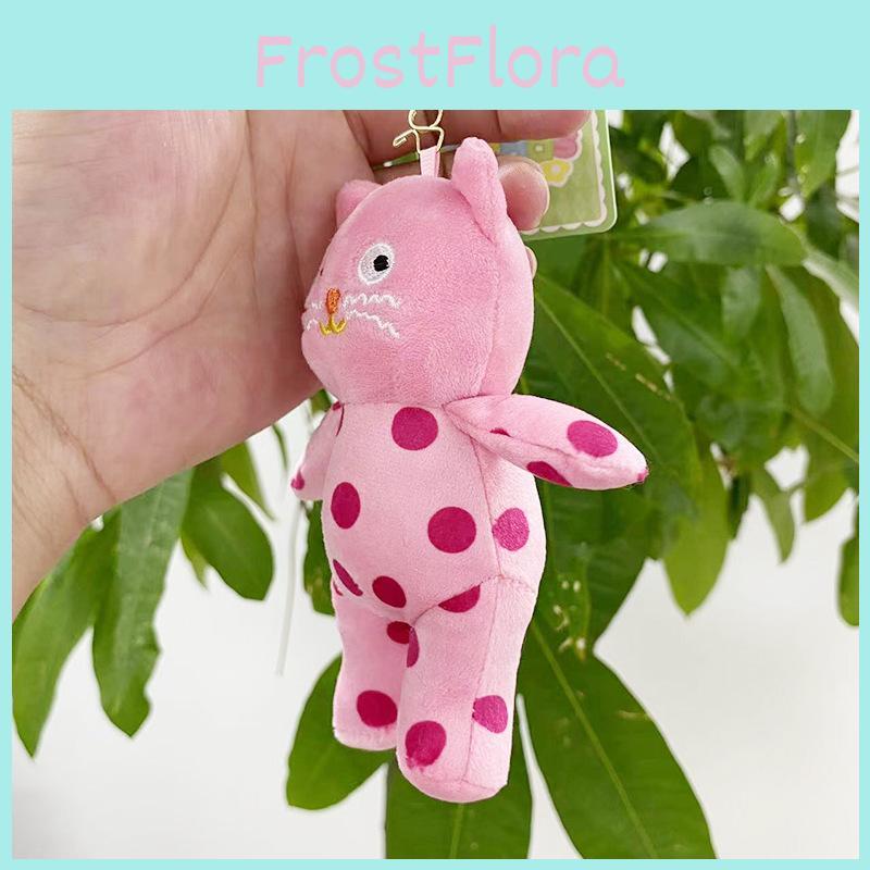 Charming Soft Plush Pink Cat Keychain With Polka Dots Perfect For Gifts And Decor