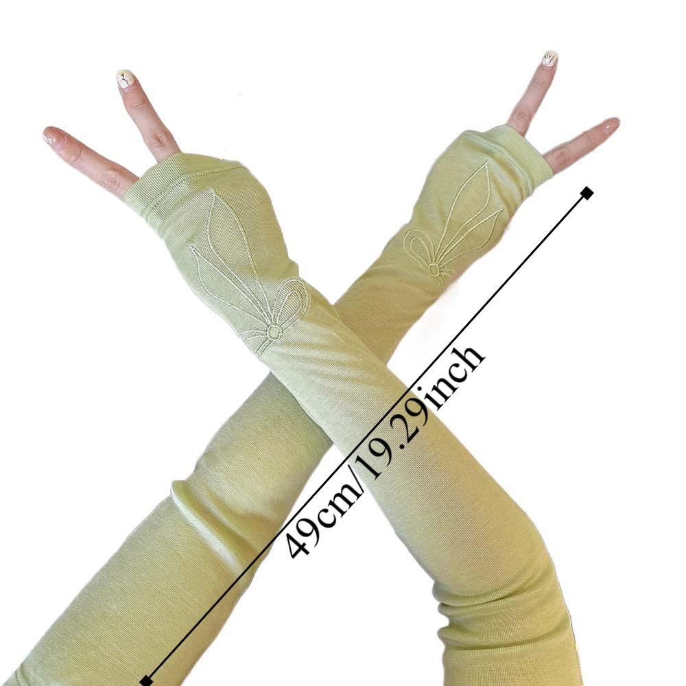 Sweet Bow Ice Sleeves Korean Style Anti-UV Breathable Long Arm Sleeves Sweat-absorption Quick Drying Arm Sunscreen Covers Sport