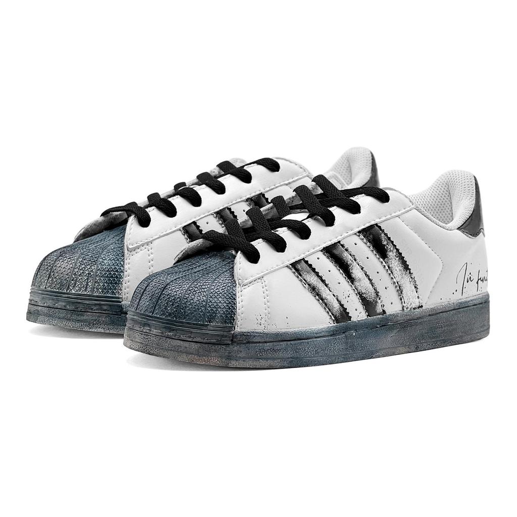 adidas Originals Superstar 2 Blau Rost, Used-Look, Graffiti, Amerikanischer Streetwear, Kreativ Vintage, Individuell Low-Top IH8659(TeamS1-S-BOX)