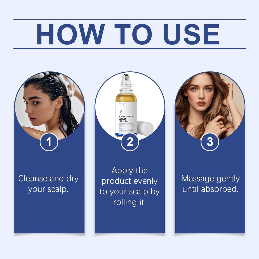 AMZ Rosemary Hair Growth Roll-On Serum – Moisturizing, Strengthening, Follicle Care for Healthy Hair, 30ml