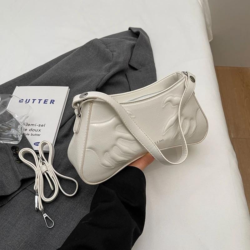 Women's zippered pocket interior bags sewing line continuous shoulder bags fashion