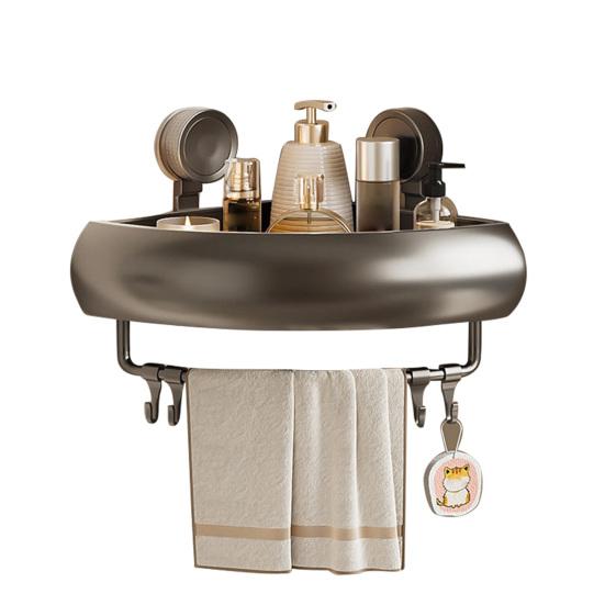 Suction Cup Shower Caddy Rustproof Space Aluminum Corner Shelf with Raised