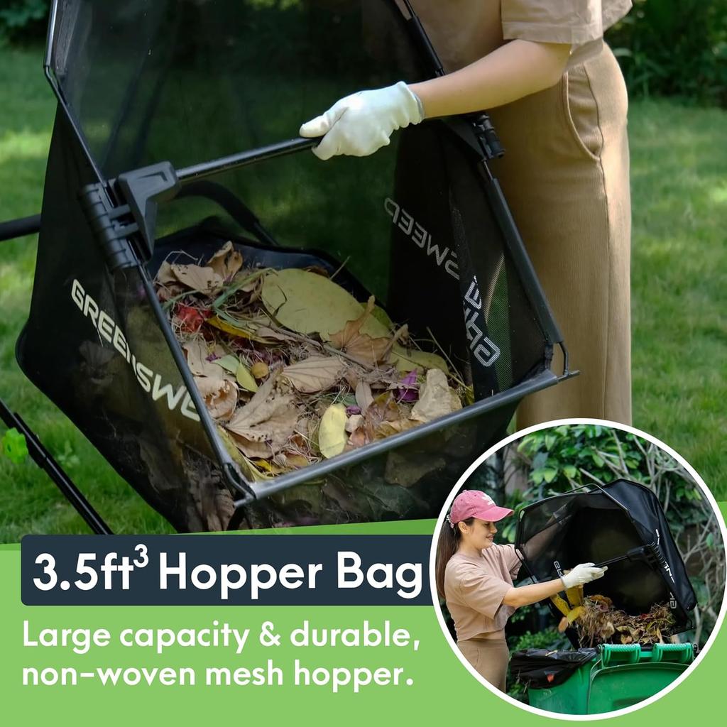 21 Inches Pickup Pro Garden Sweeper - Manual Leaf & Grass Push Lawn Sweeper 2025 USA