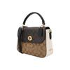 Coach Marlie 24 Color Block Turn-Lock Signature Canvas And Leather Small Cambridge Satchel Bag Women Handbags Black Dark-Brown C1563-IMNOX