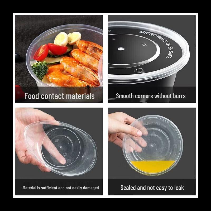 NHZHIW Disposable Round Plastic Food Container with Lid