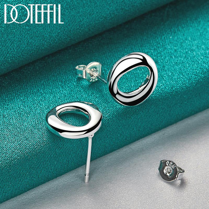 Pendientes de perforación redondos clásicos regalo de plata joyería de boda de moda