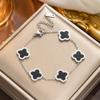18K Titanium Steel Four-Leaf Clover Bracelet Fashion Charm Hand Jewelry Five-Leaf Bracelet