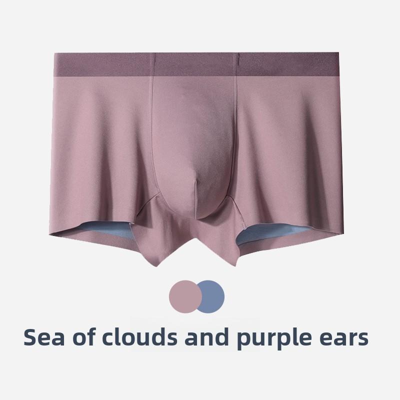 Men's Spring and Summer High Grade Light Luxury Without Mark Mulberry Silk Antibacterial Waist Four Corners Underwear