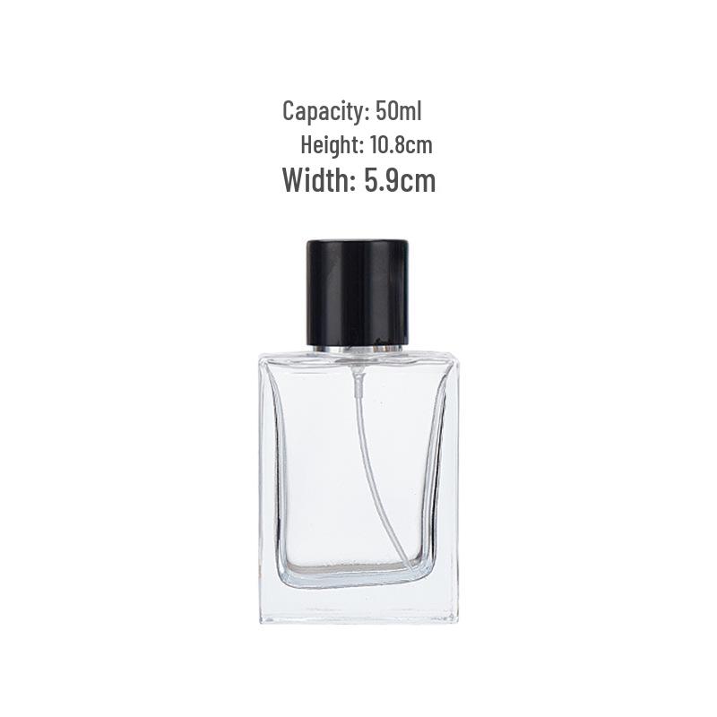 50ml Refillable Transparent Glass Perfume Bottle with Spray Nozzle