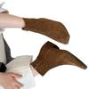 French inner heightening khaki suede and ankle boots 2025 new autumn and winter side zipper square head small short boots women