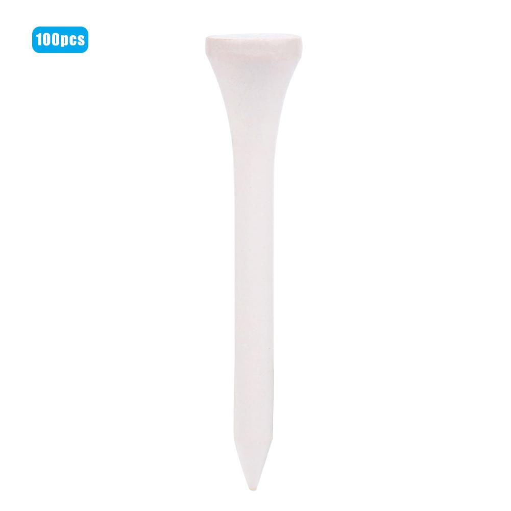 

100Pcs Portable Wooden Wood Golf Ball Tees 54mm for Training Practicing White