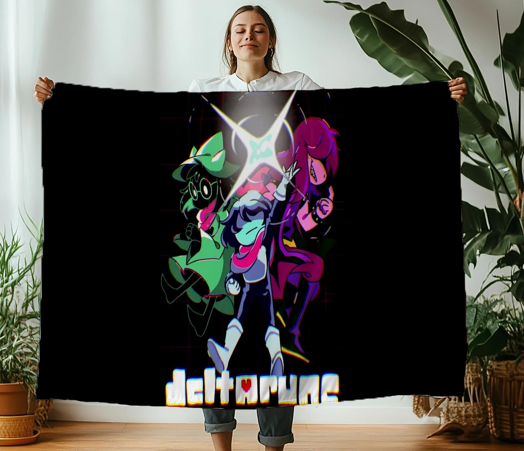 

130×150cm Deltarune Game Thin Printed Blanket Accessories Home Blankets Flannel Throw for Sofa,Bed,Travel,Camping,Office,Couch 130x150cm