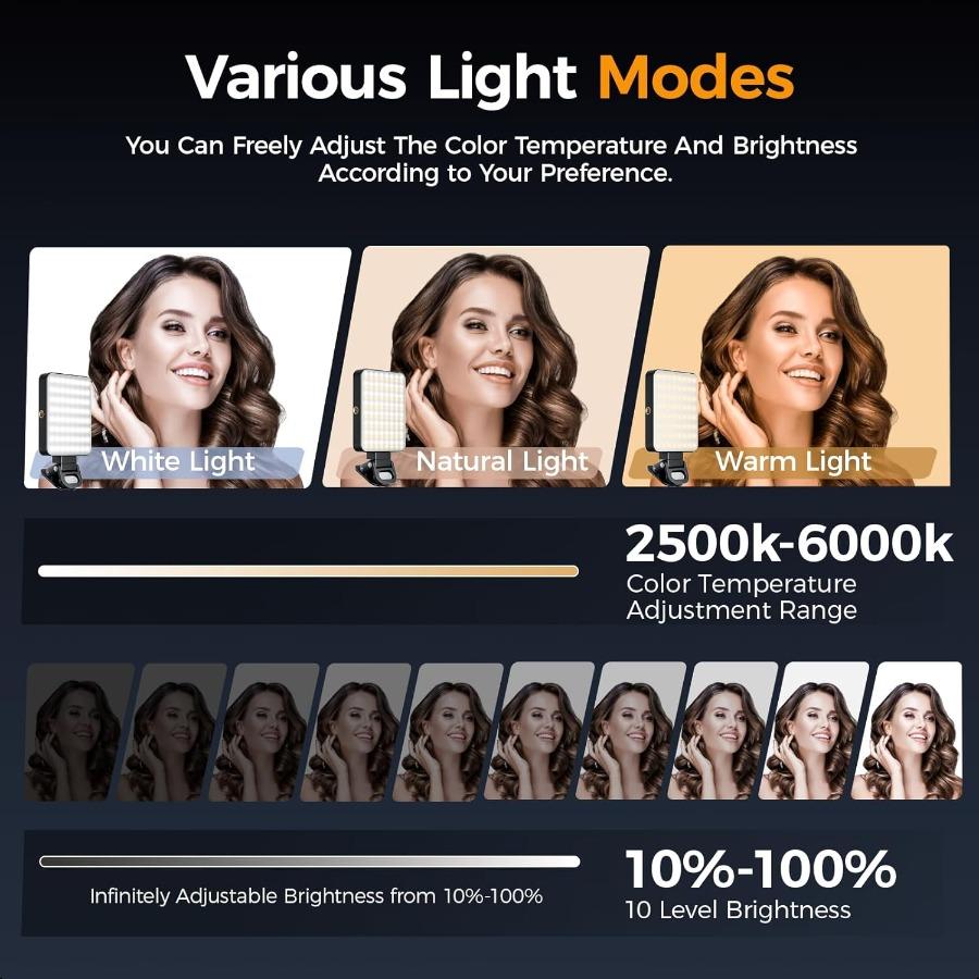 Magnetic Selfie Light for Cell Phone Gliship 128 Led Selfie Light Compatible with Magsafe Rechargeable Portable Clip Fill Light