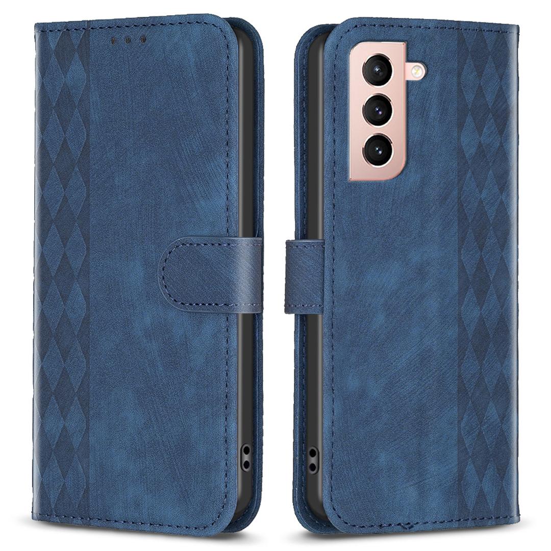 

For Samsung Galaxy S21 4G/5G Leather Cover,Imprinted Pattern Flip Phone Case with Stand Wallet Blue