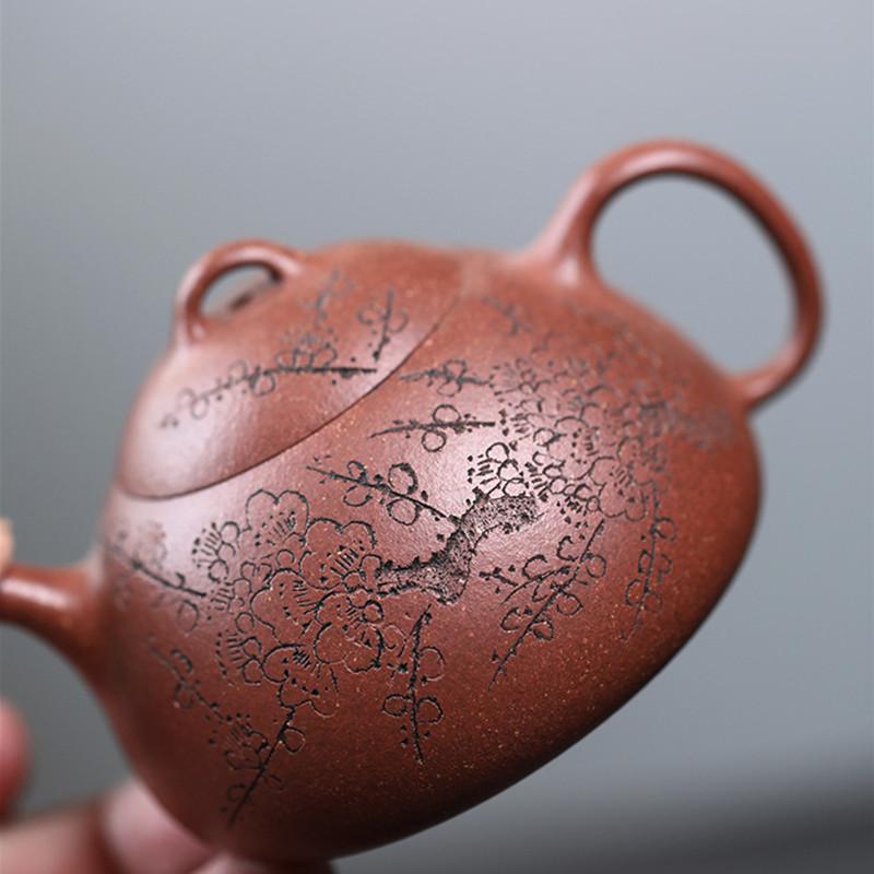 120ml Chinesische Yixing Lila Ton Teekanne Kleine Kapazität Handgefertigt Pflaumenblüte Teekanne Schönheits Tee-Infuser Zisha Kessel Teekanne Set