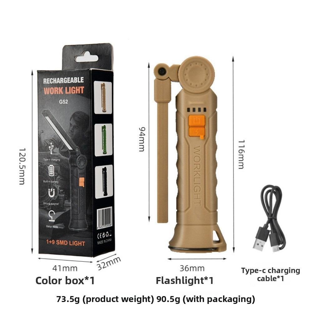 Portable Folding Work Lights Rechargeable Magnetic Flashlight Multiple Gears Dual Lights Camping Light