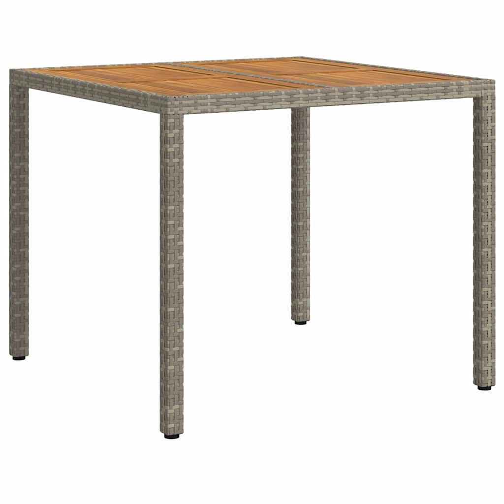 Garden Table Gray 90 x 90 x 75 cm Poly Rattan