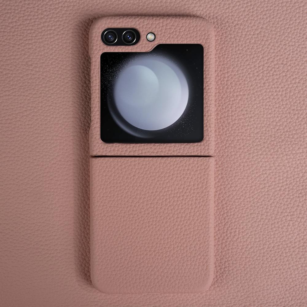 Applicable To Samsung Mobile Phone Case Flip5 Leather Leather Case High-End Protective Case Clamshell Folding Screen Zflip5 Mobile Phone Case