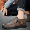 Men's Leather Boots Zipper Low Top Casual Shoes Outdoor Driving Handmade Shoes 39-48