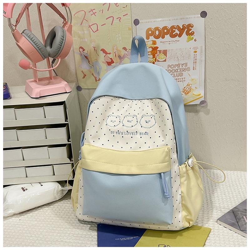 School bag female ins wind Korean version backpack contrasting colors Harajuku college wind campus junior high school students backpacking trip