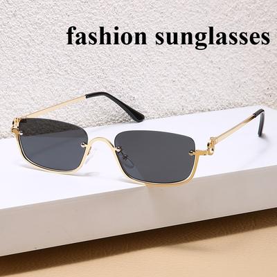 Square Small Frame Sunglasses For Women Fashionable And High-End Half Frame Sunglasses Trendy Sunglasses Uv Resistant