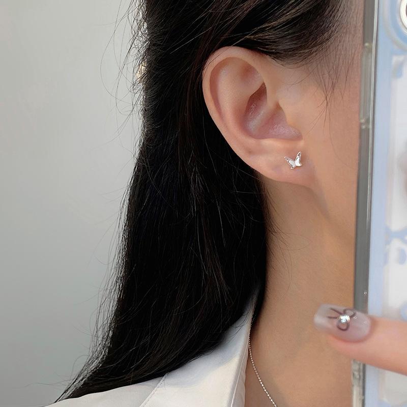 Niche Double-layer Butterfly Earrings High-end New Fashionable Ins Style Simple Earrings