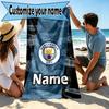 Custom Name Personalized Manchester City FC Print Beach Towel, for Trip Camping Beach Party Home Decor, Birthday Gift for Family & Friends