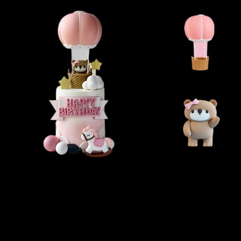 Blue Pink Hot Air Balloon Cake Topper Gender Reveal Party Cake Decoration Kids Boy Girls Birthday Party Supplies Baby Shower