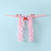 Men's Hot Bow Lace Thong Charm Bead Ring Panties Perspective Hollow Crotch Low Waist Fun Strap
